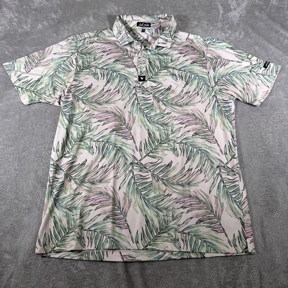 Bad Birdie Golf Polo Shirt Mens XL Multicolor Palm Leaf Performance Stretch
